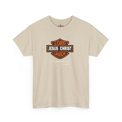 "Jesus Christ Lord and Savior" Motivational Crewneck Graphic T‑Shirt