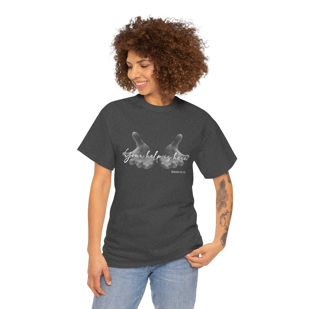 "Your Help Is Here" Women's Crewneck Graphic T-Shirt