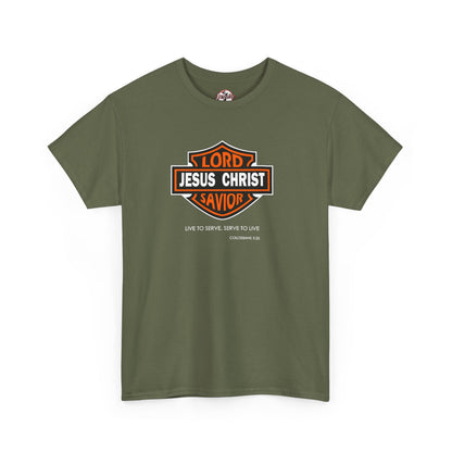 "Jesus Christ Lord and Savior" Motivational Crewneck Graphic T‑Shirt