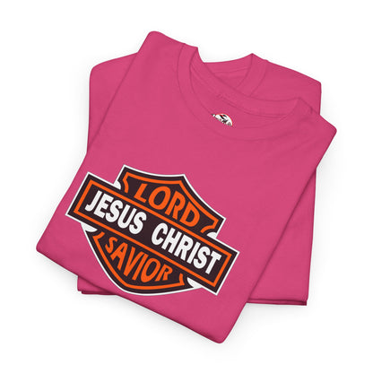 "Jesus Christ Lord and Savior" Motivational Crewneck Graphic T‑Shirt