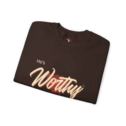 He's Worthy Unisex Heavy Blend™ Crewneck Sweatshirt