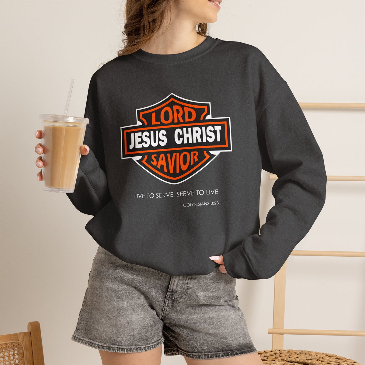 "Jesus Christ Lord and Savior" Motivational Crewneck Sweatshirt