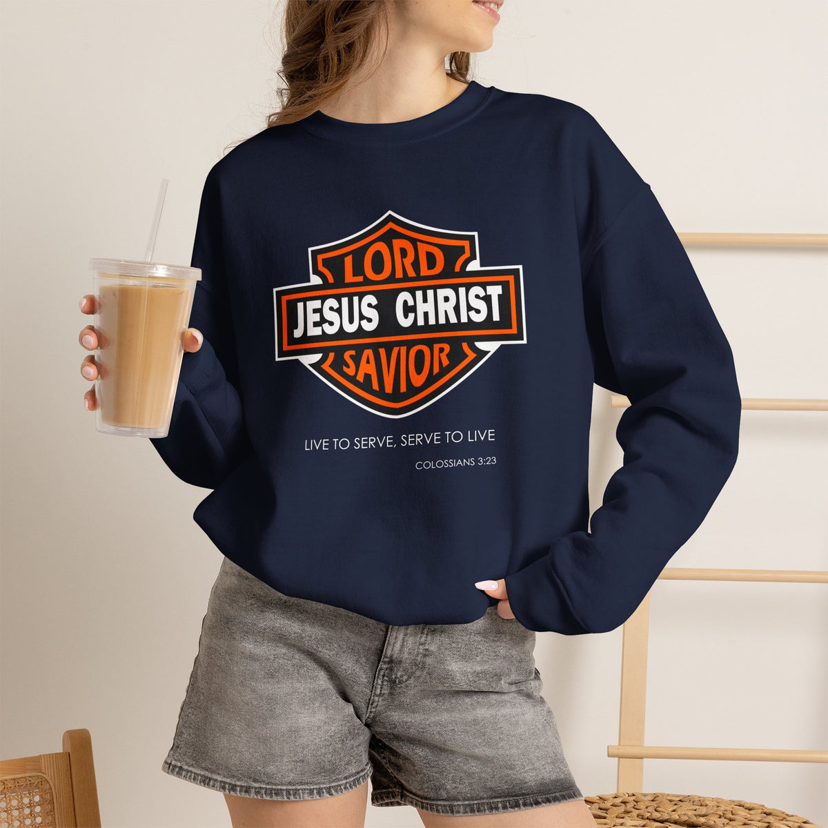 "Jesus Christ Lord and Savior" Motivational Crewneck Sweatshirt