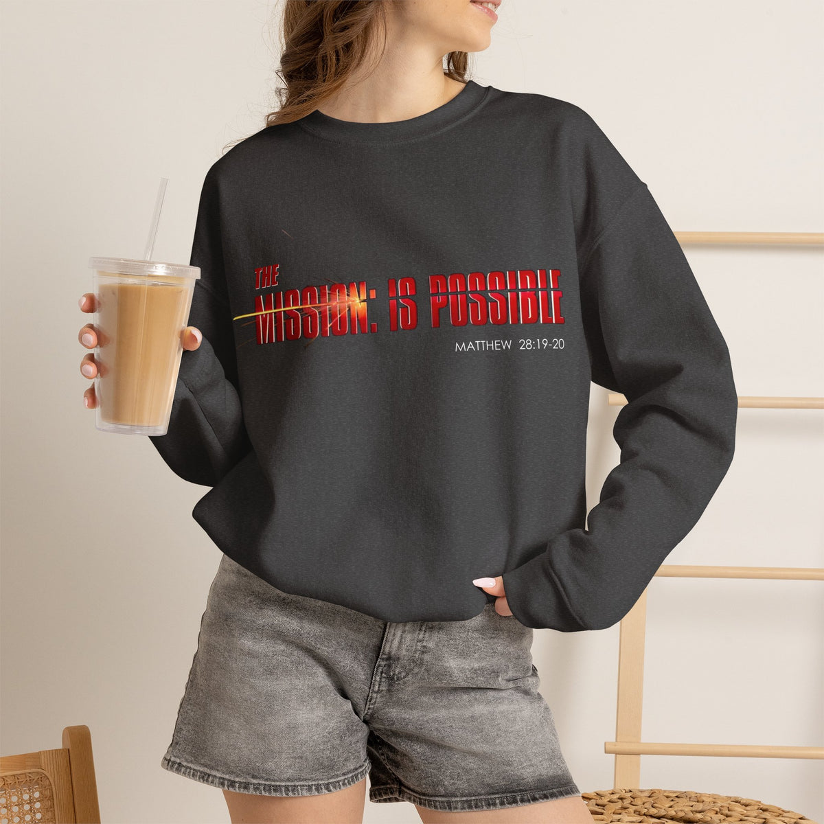 "The Mission is Possible" Motivational Crewneck Sweatshirt