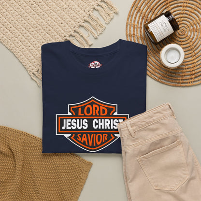 "Jesus Christ Lord and Savior" Motivational Crewneck Graphic T‑Shirt