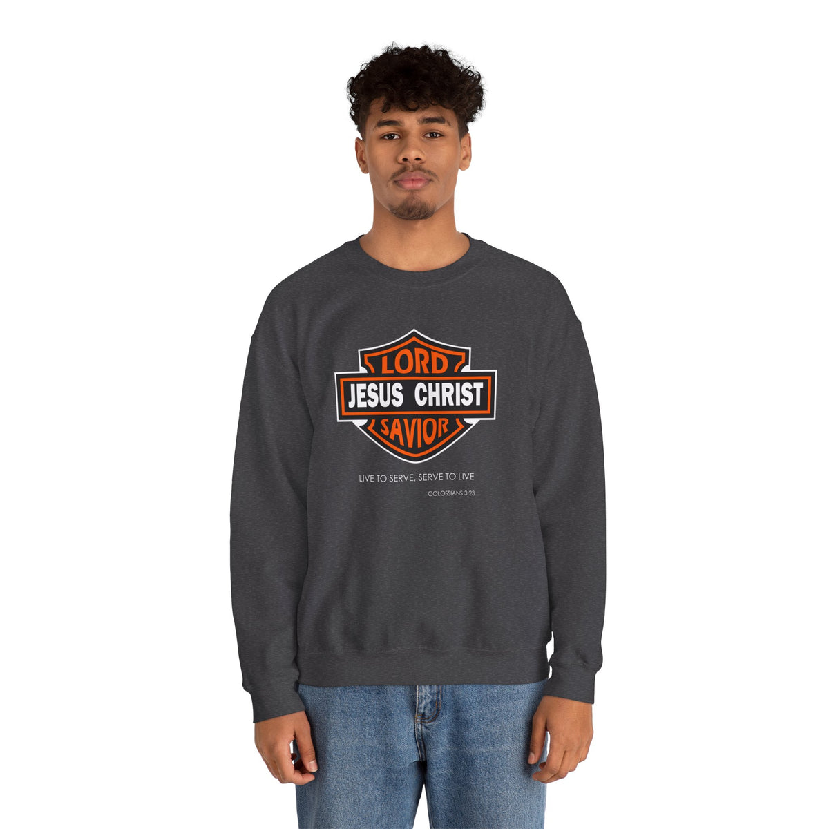 "Jesus Christ Lord and Savior" Motivational Crewneck Sweatshirt