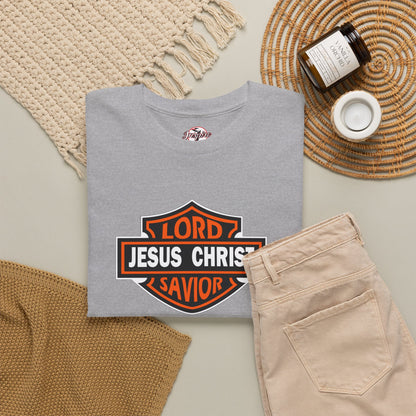"Jesus Christ Lord and Savior" Motivational Crewneck Graphic T‑Shirt