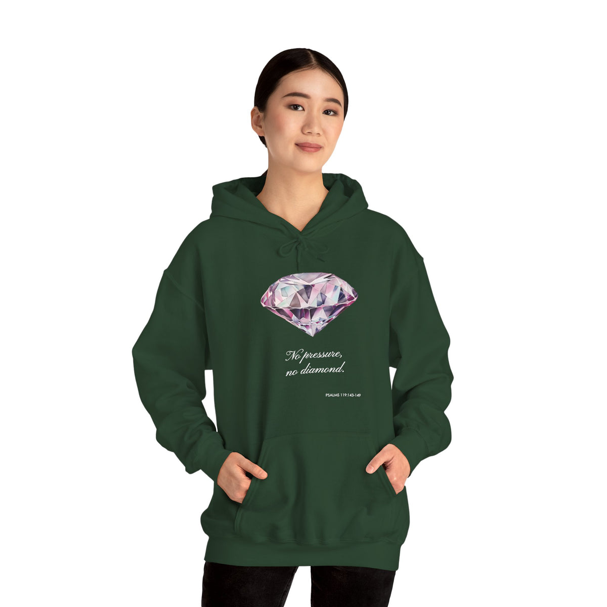 "No pressure, no Diamond" Inspirational Graphic Pullover Hoodie