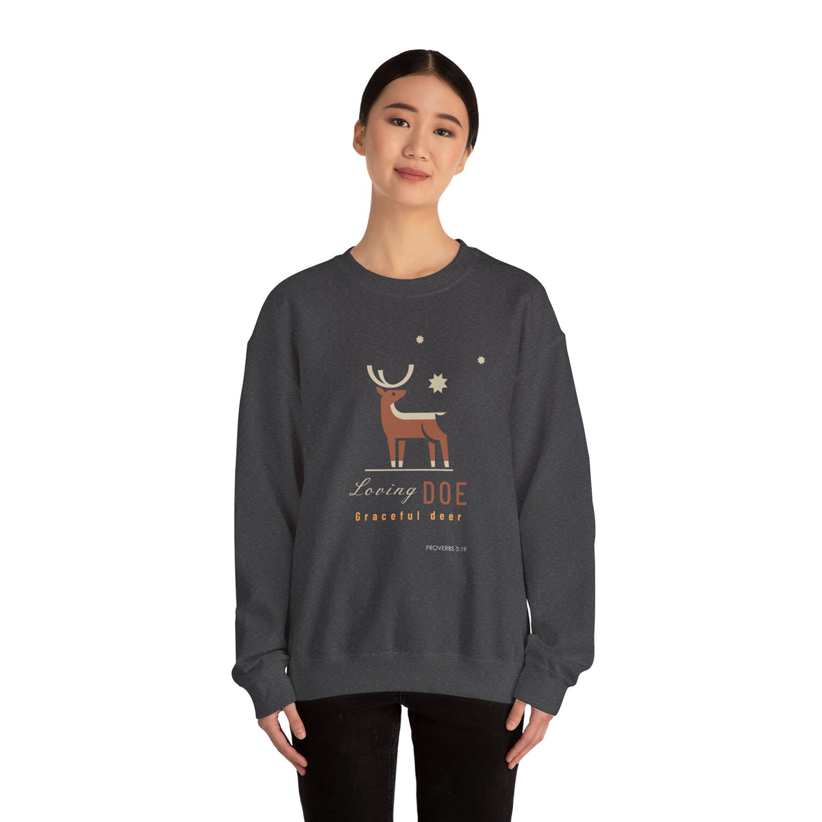 "Loving Doe Graceful Deer" Women's Inspirational Crewneck Sweatshirt