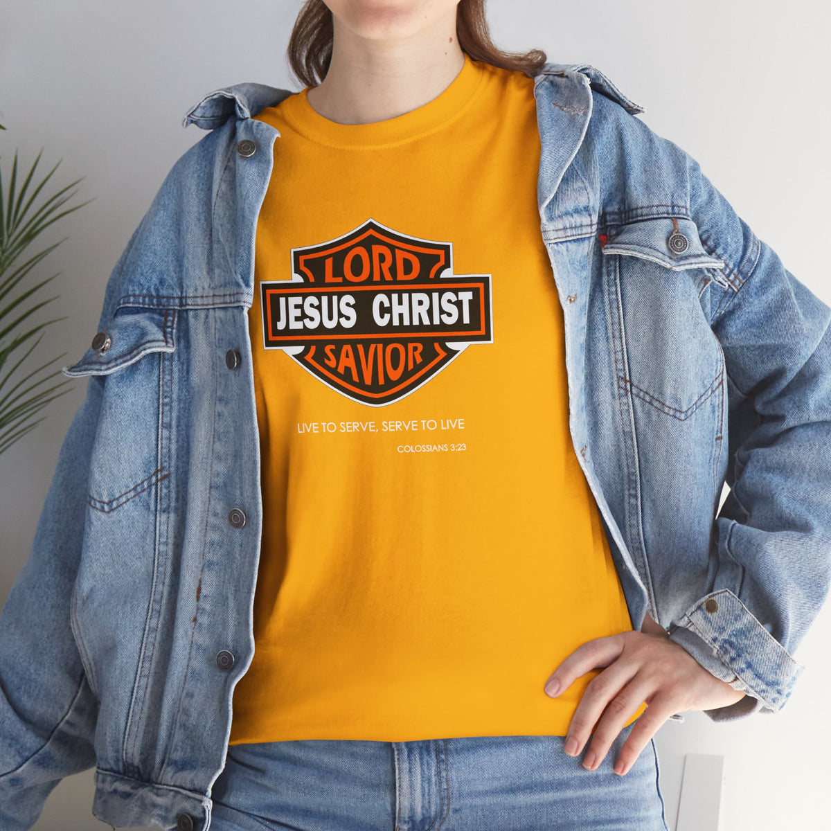 "Jesus Christ Lord and Savior" Motivational Crewneck Graphic T‑Shirt