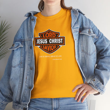"Jesus Christ Lord and Savior" Motivational Crewneck Graphic T‑Shirt
