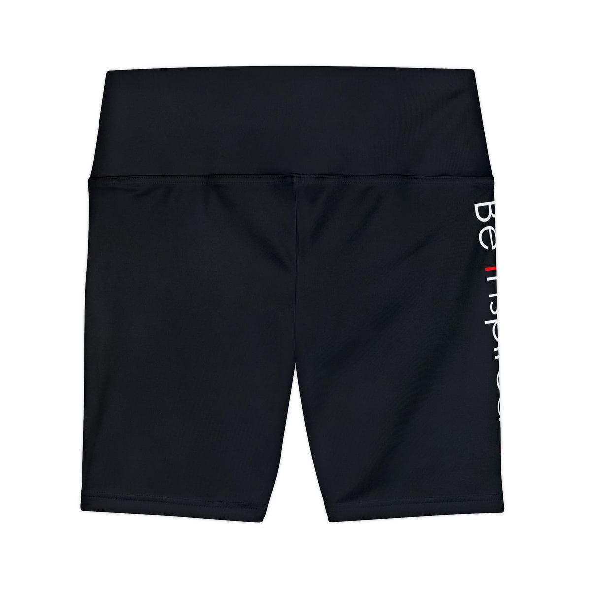 'Be Inspired' Side Script High-Waist Fitness Biker Shorts