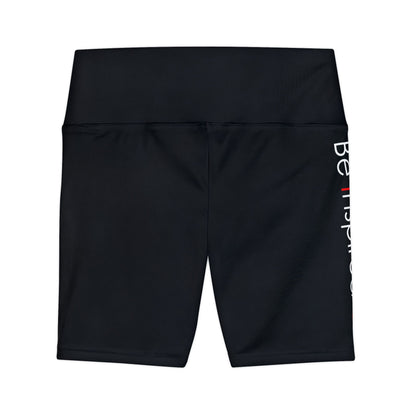 'Be Inspired' Side Script High-Waist Fitness Biker Shorts