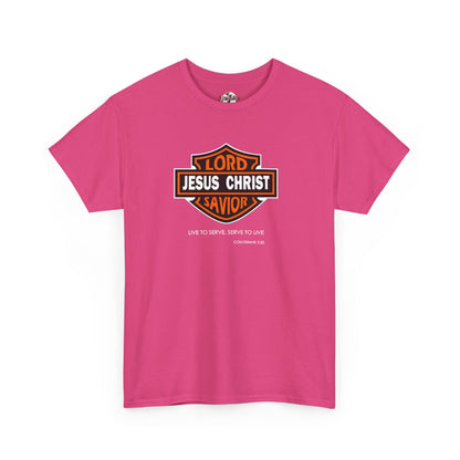 "Jesus Christ Lord and Savior" Motivational Crewneck Graphic T‑Shirt