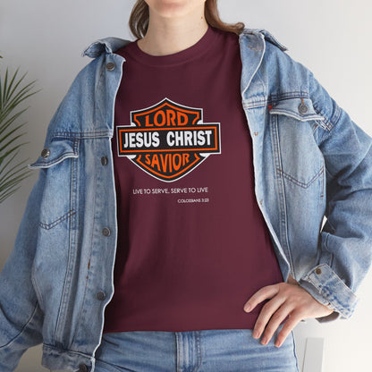 "Jesus Christ Lord and Savior" Motivational Crewneck Graphic T‑Shirt