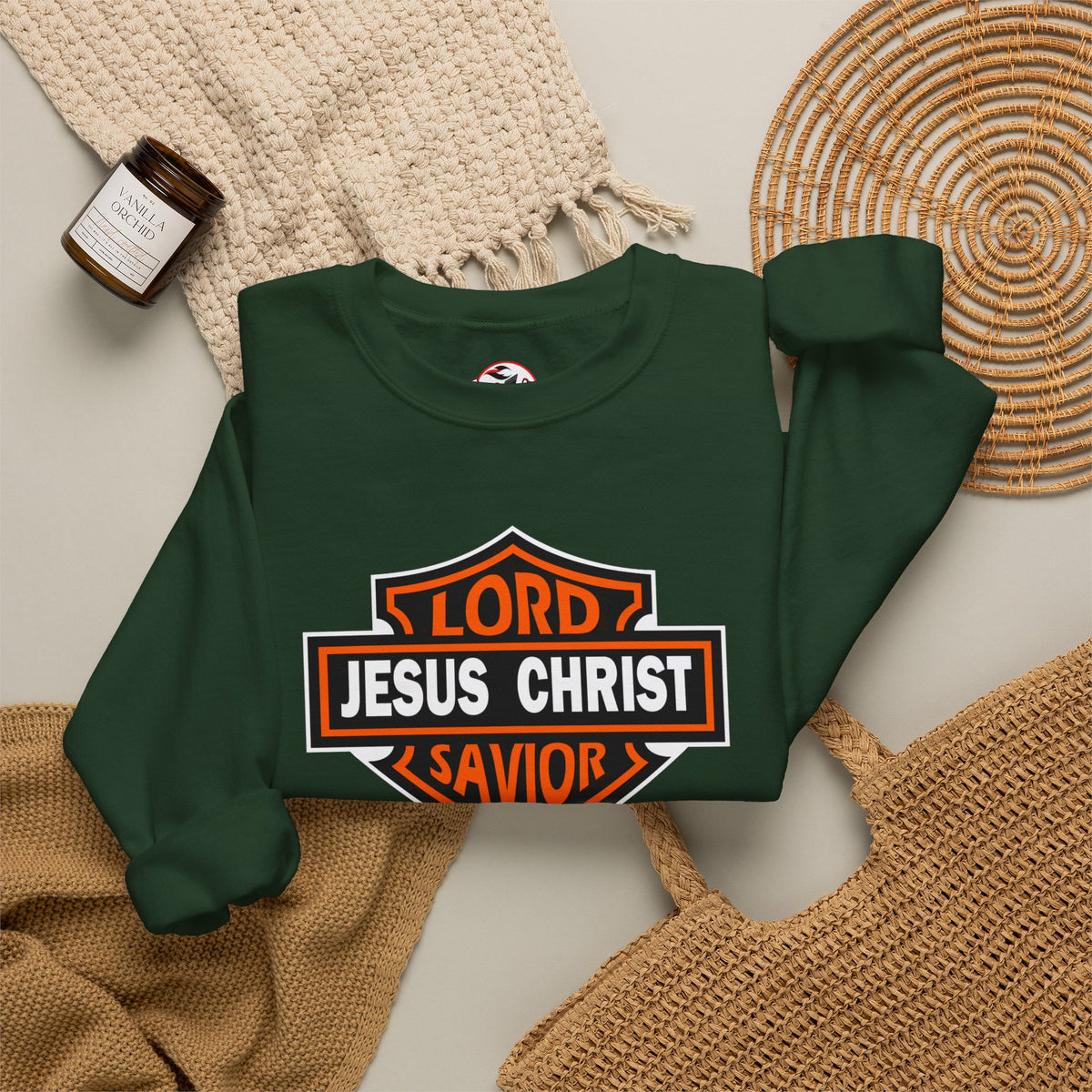 "Jesus Christ Lord and Savior" Motivational Crewneck Sweatshirt