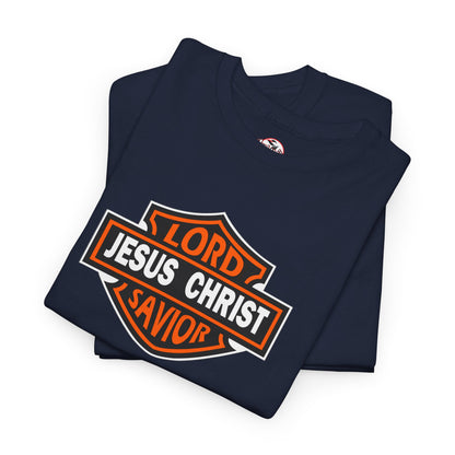 "Jesus Christ Lord and Savior" Motivational Crewneck Graphic T‑Shirt