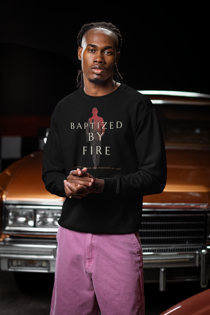 Baptized by Fire Inspirational Crewneck Sweatshirt